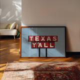 Texas Y'all Billboard Red & White Art Print - Tejas Country Club