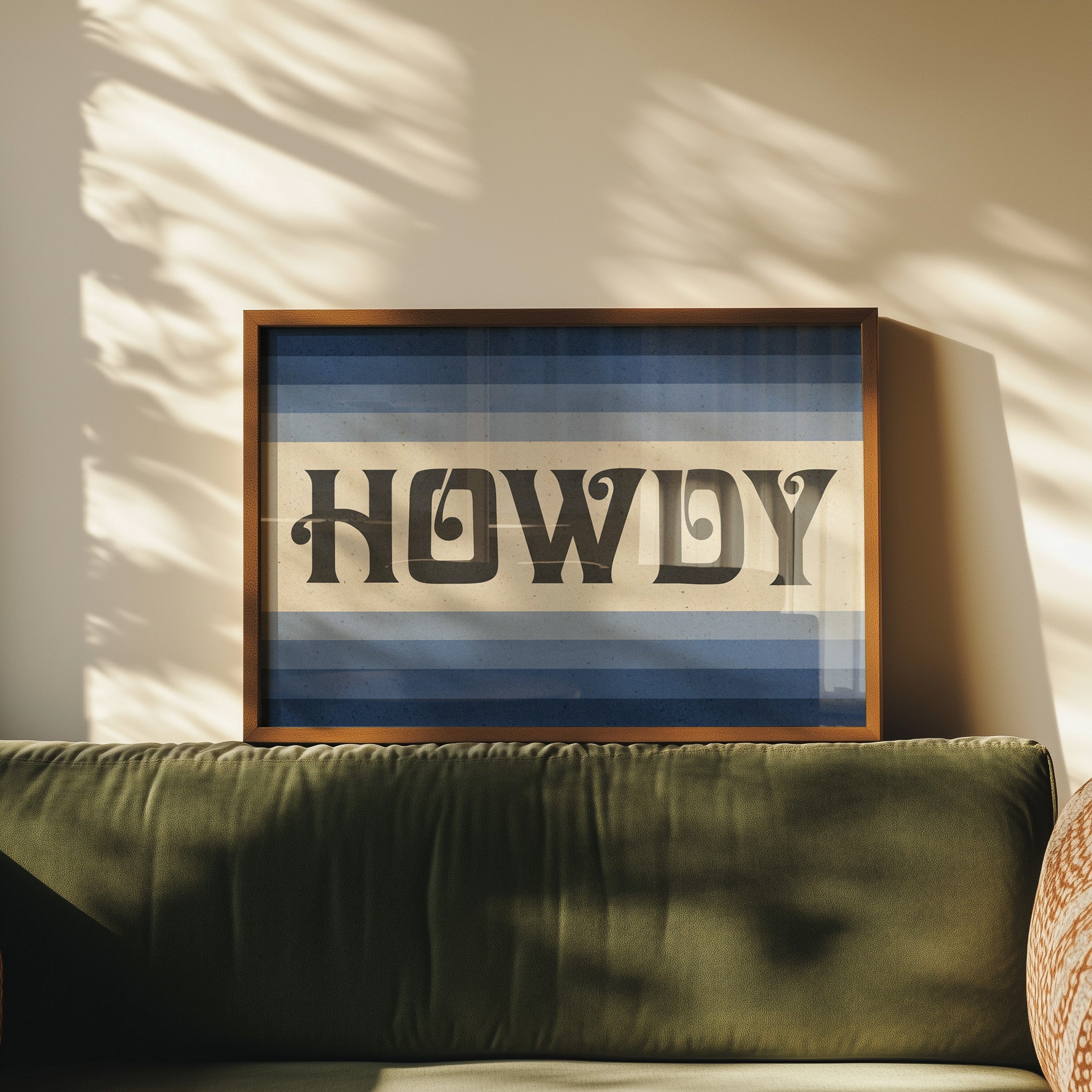 Howdy Art Print Poster Monochromatic Ombre Blue Print - Tejas Country Club