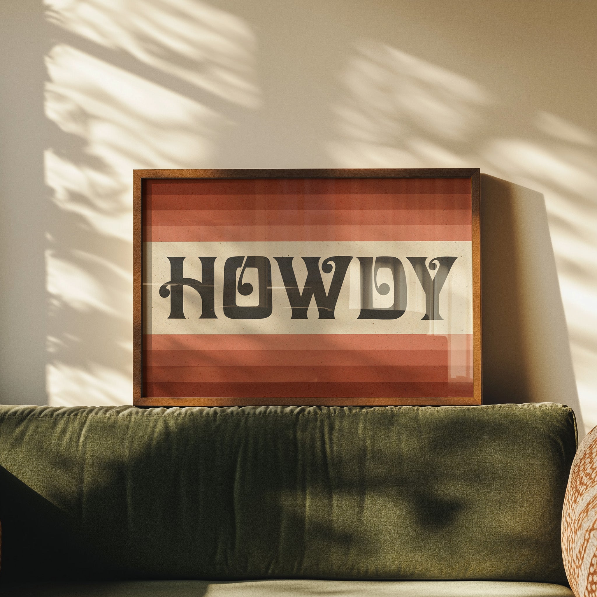 Howdy Art Print Poster Monochromatic Ombre Rust Print - Tejas Country Club