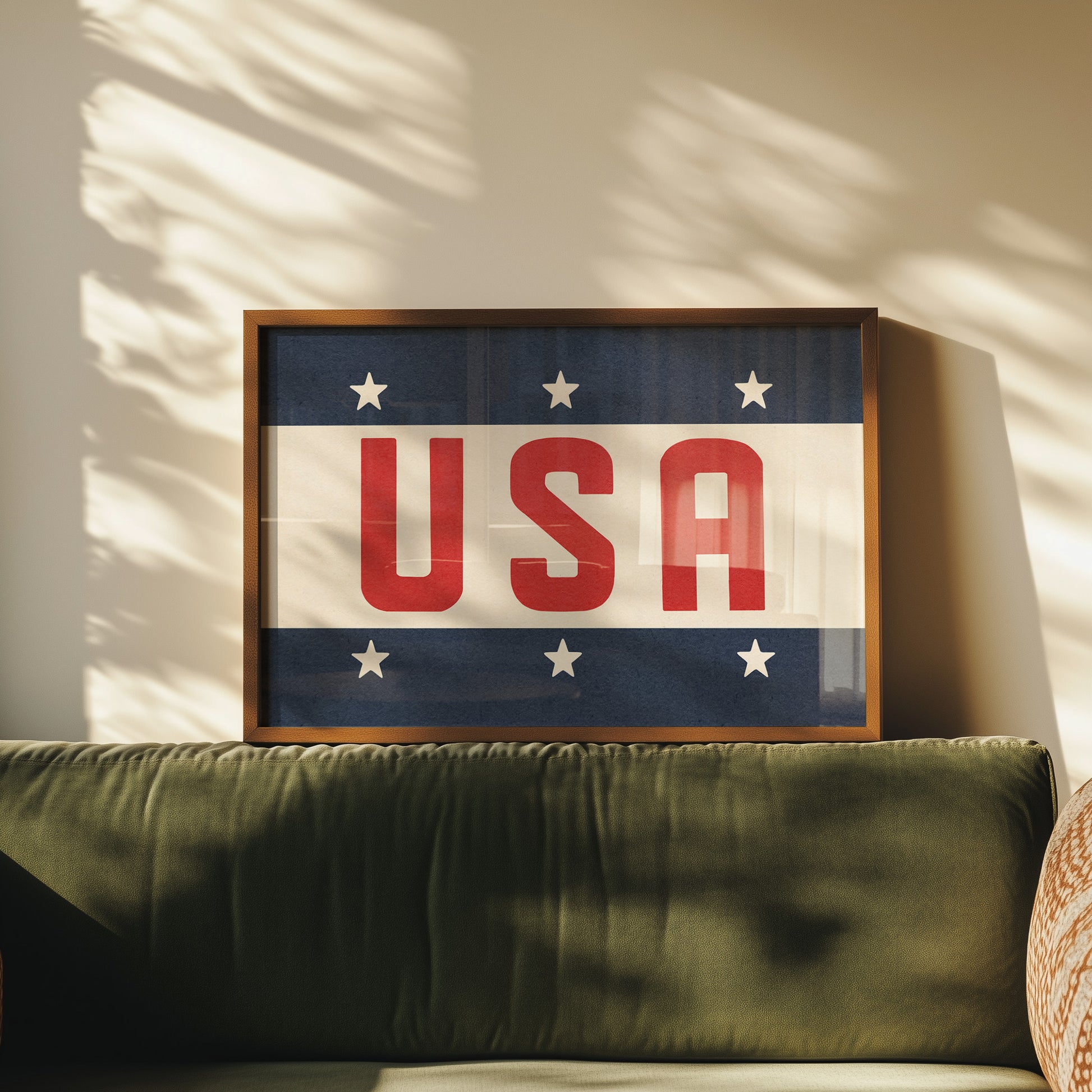 Framed USA Vintage Style Flag Print - Tejas Country Club