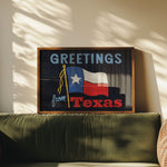 Greetings From Texas Flag Art Print (Navy) - Tejas Country Club