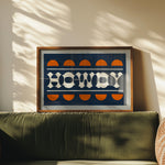 Blue and Orange Howdy Home Decor Art Print - Tejas Country Club