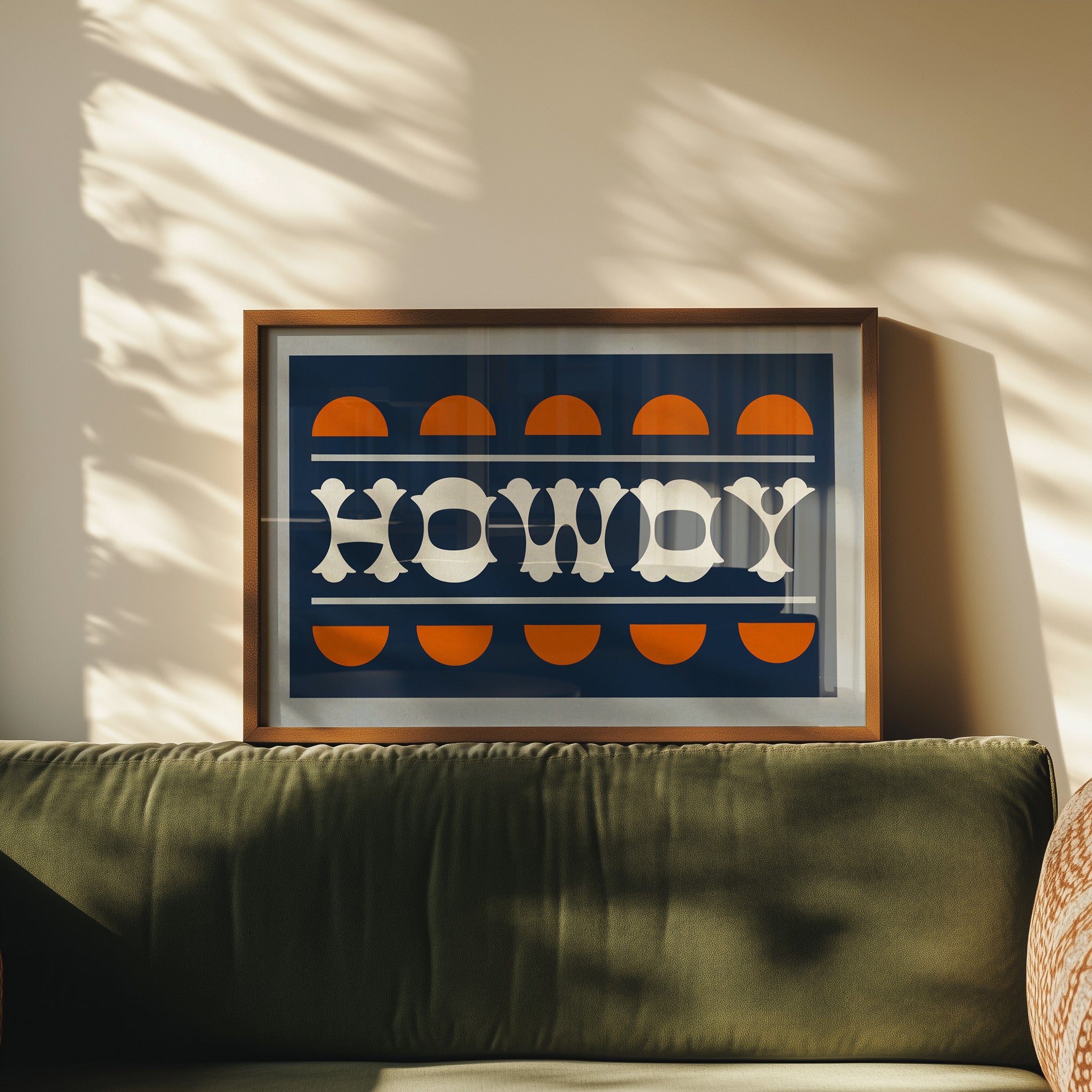 Blue and Orange Howdy Home Decor Art Print - Tejas Country Club
