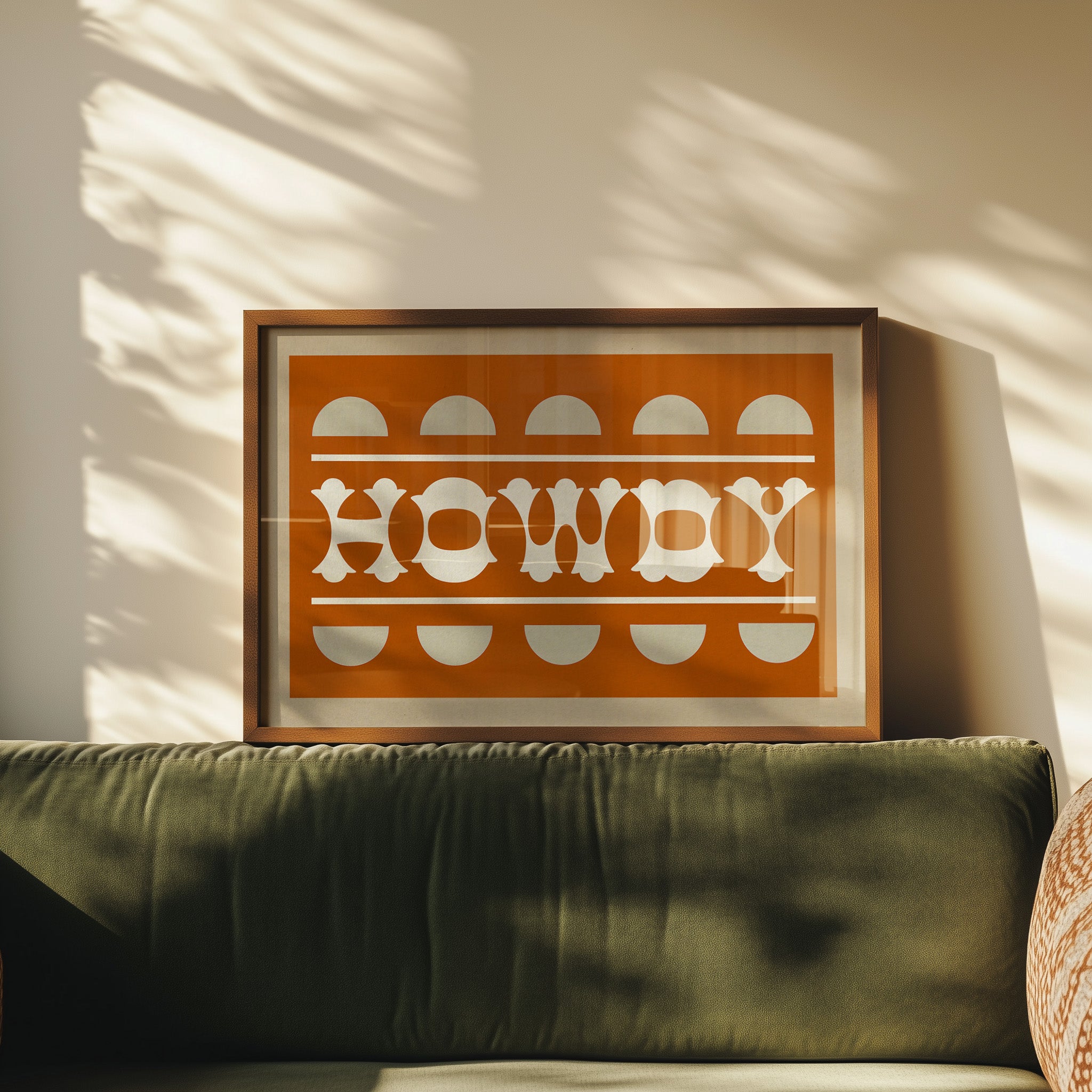 Orange and White Howdy Home Decor Art Print - Tejas Country Club