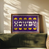 Purple and Gold Howdy Home Decor Art Print - Tejas Country Club