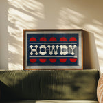 Navy and Red Howdy Home Decor Art Print - Tejas Country Club