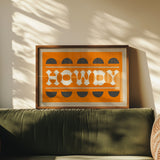 Orange and Smoky Gray Howdy Home Decor Art Print - Tejas Country Club