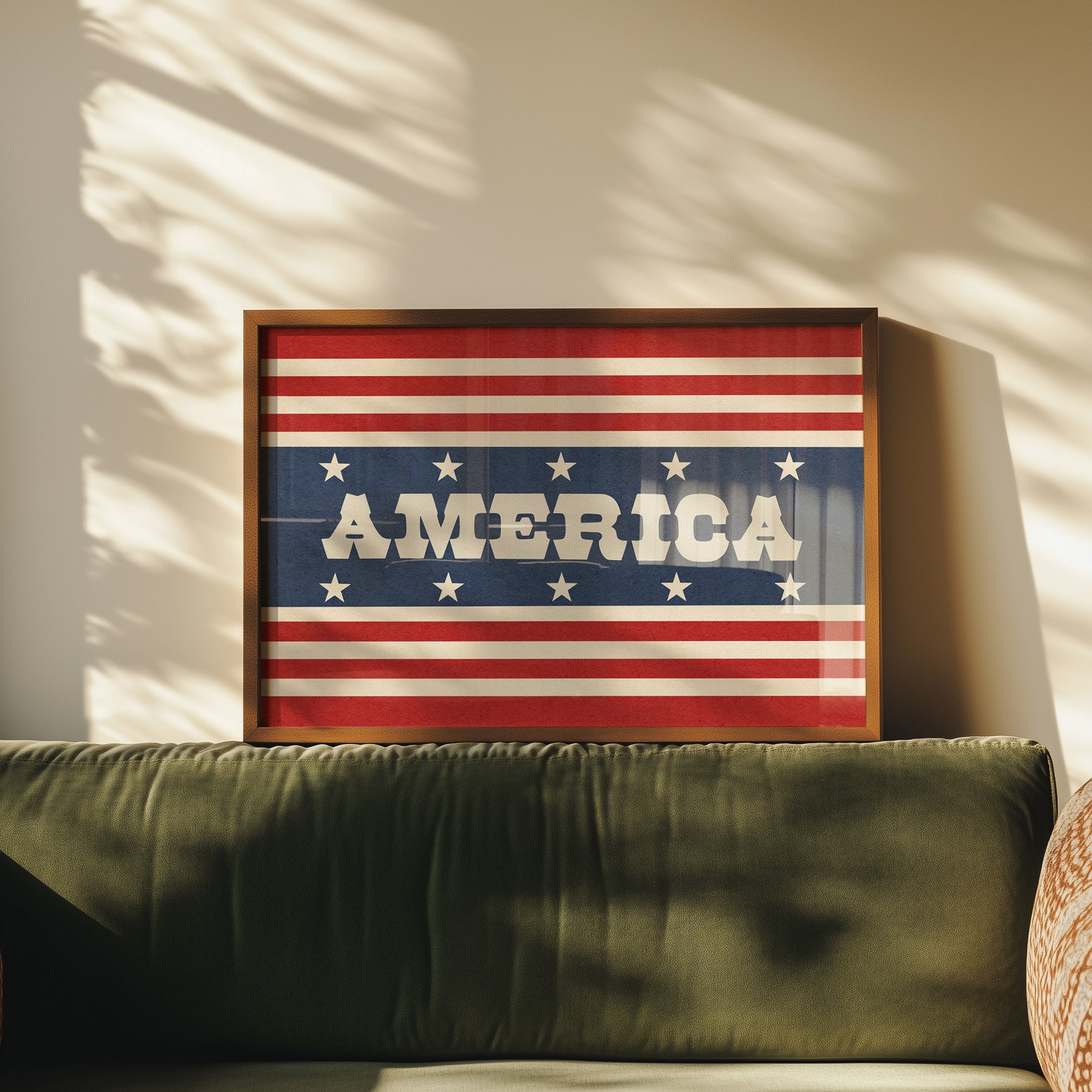 America Flag Style Home Decor Art Print - Tejas Country Club
