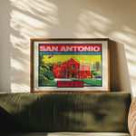 Vintage San Antonio Alamo Travel Decal Art Print - Tejas Country Club