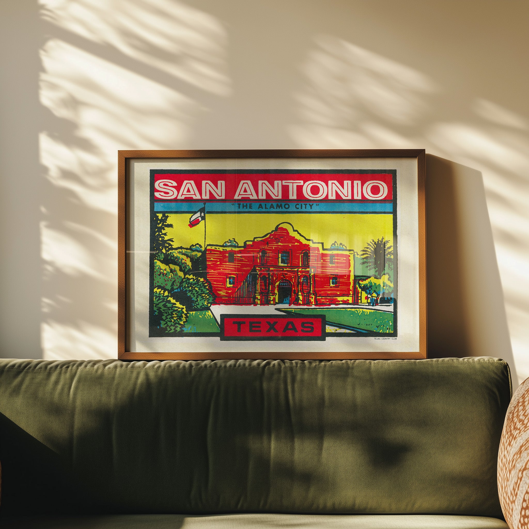 Vintage San Antonio Alamo Travel Decal Art Print - Tejas Country Club
