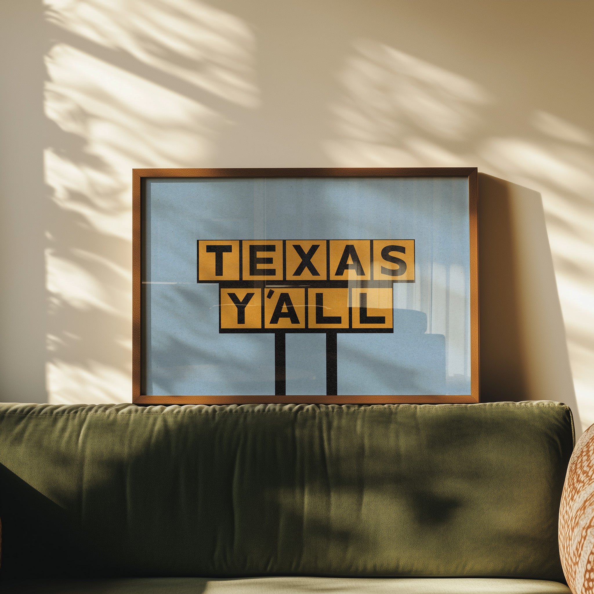 Texas Y'all Billboard Gold Art Print - Tejas Country Club