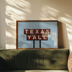 Texas Y'all Billboard Maroon Art Print - Tejas Country Club