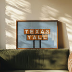 Texas Y'all Billboard Rusty Orange Art Print - Tejas Country Club