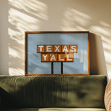 Texas Y'all Billboard Rusty Orange Art Print - Tejas Country Club