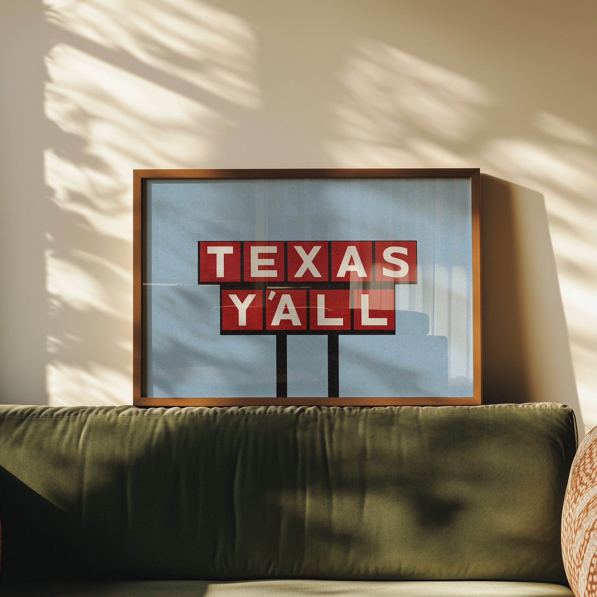 Texas Y'all Billboard Red & White Art Print - Tejas Country Club