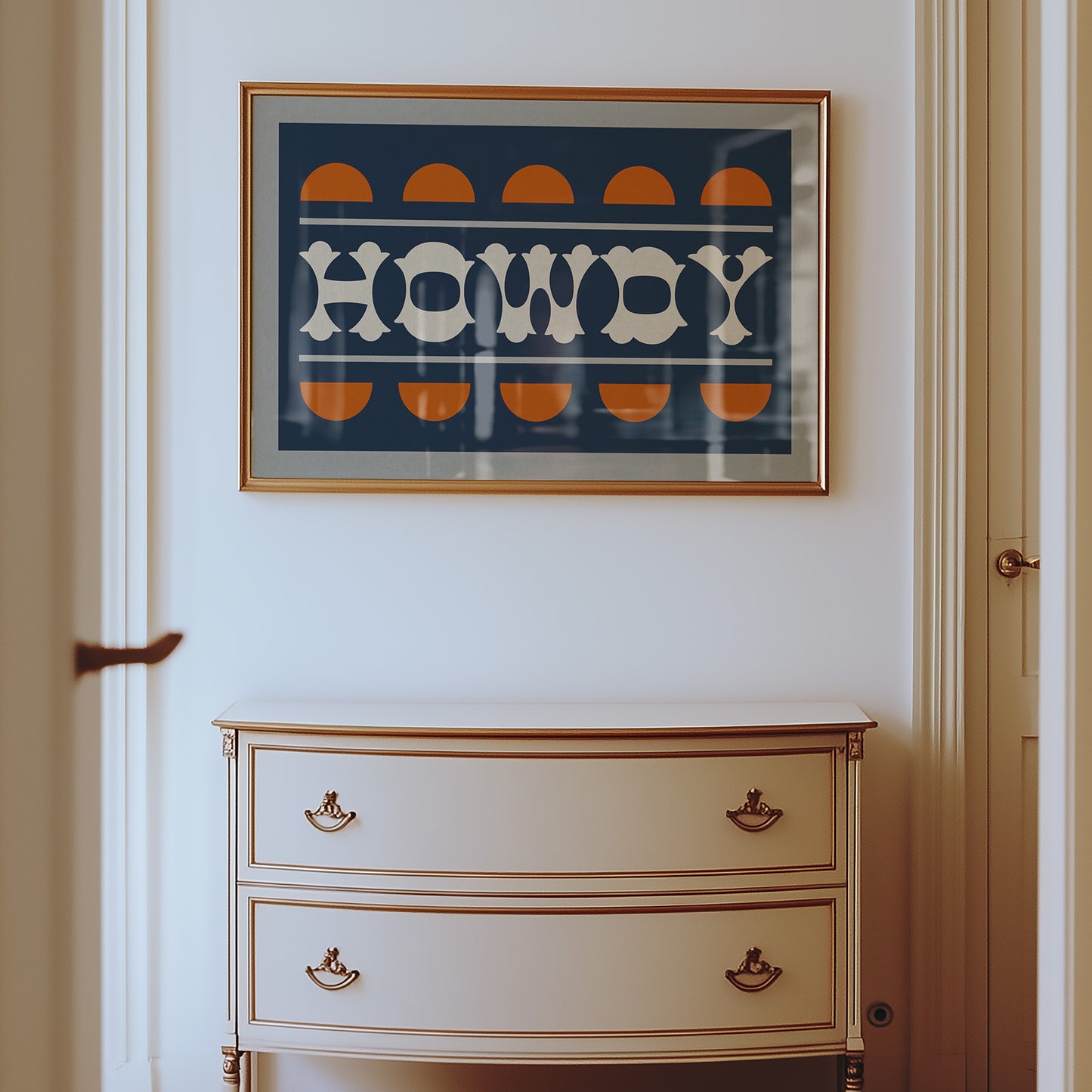 Blue and Orange Howdy Home Decor Art Print