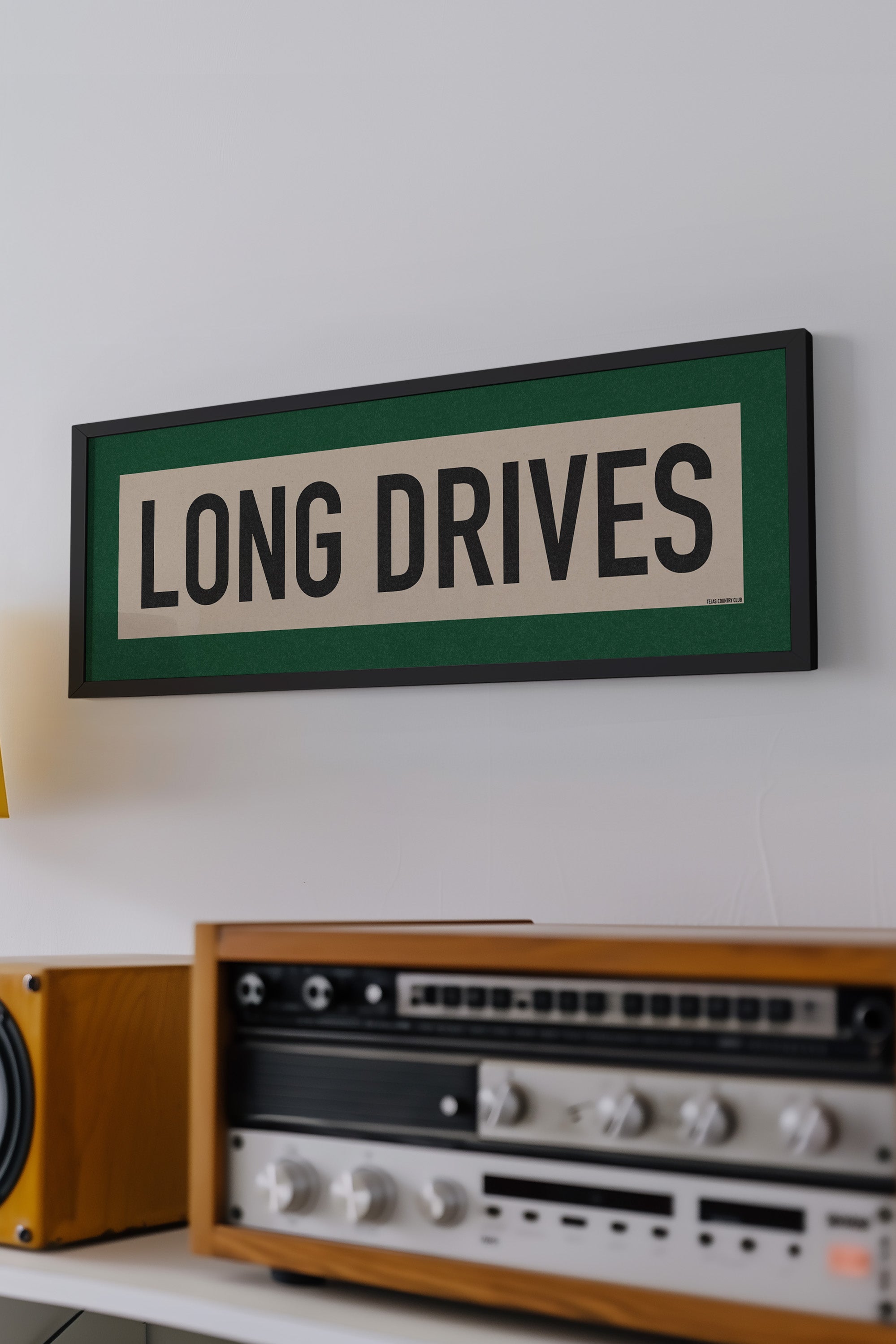 Framed Long Drives Golf Art Scroll Sign - Tejas Country Club