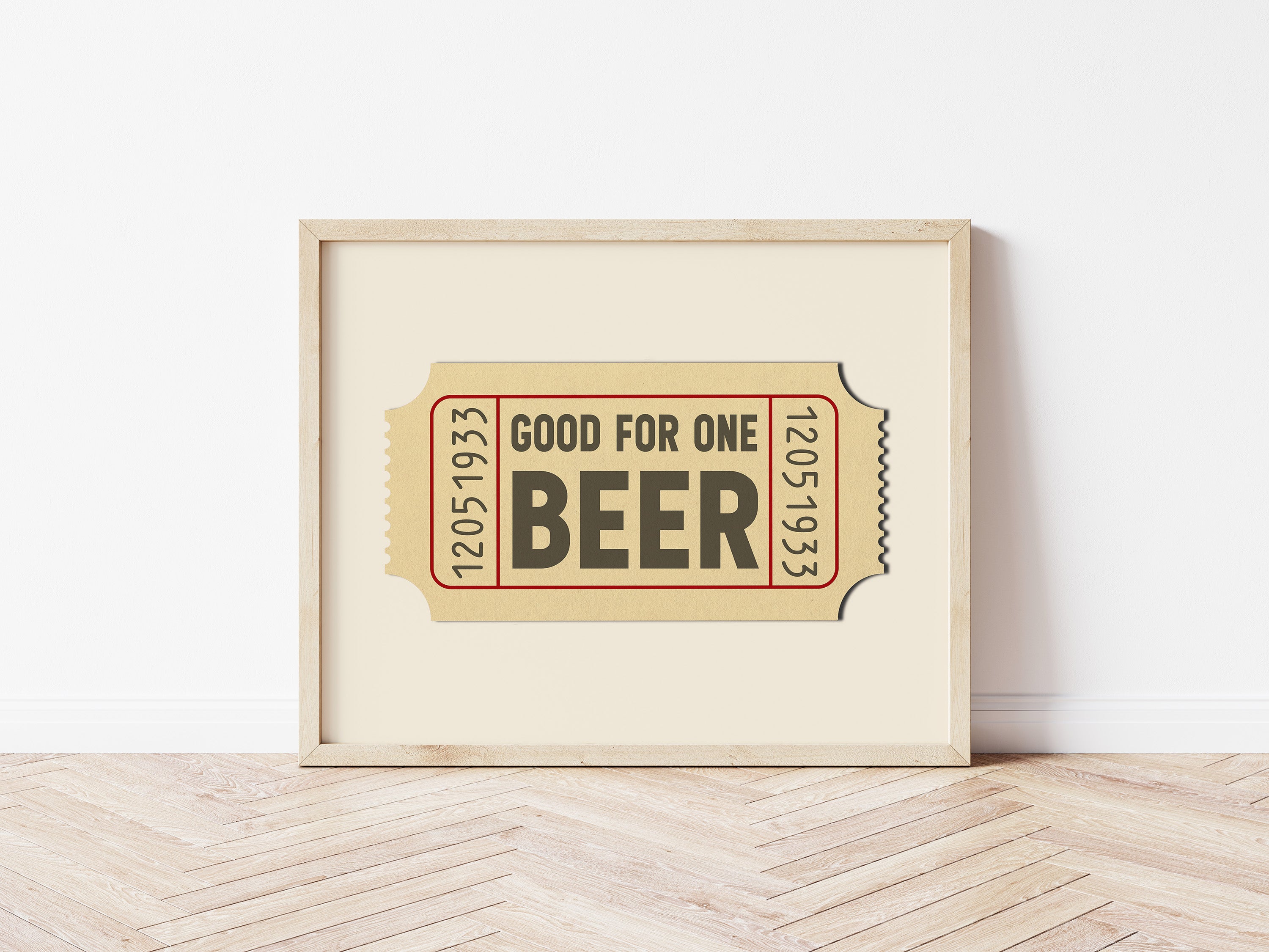Good For One Beer Ticket Stub Art Print - Tejas Country Club