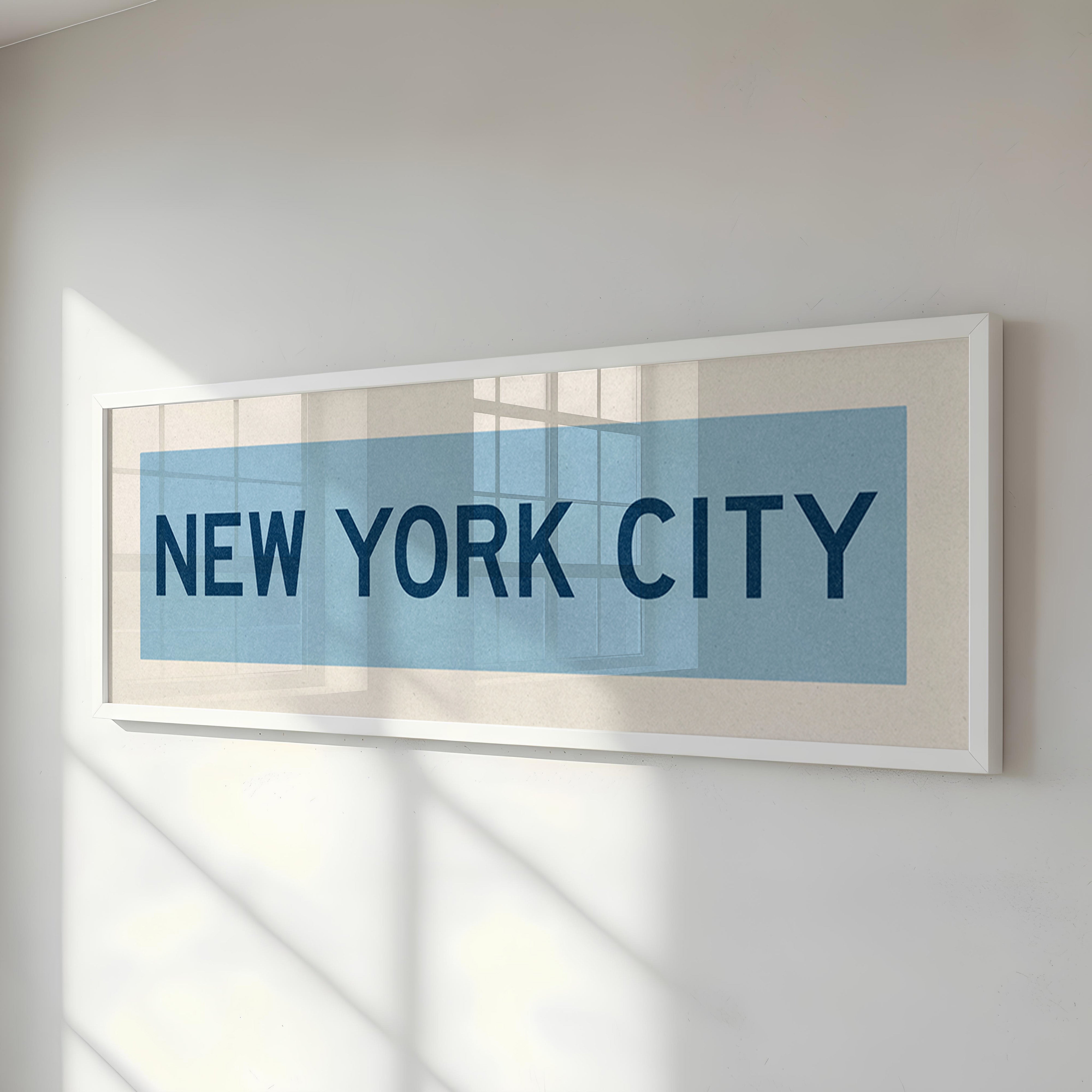 Framed New York City Columbia Blue and Navy Bus Scroll - Tejas Country Club