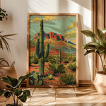 Vintage Postcard Style Desert Landscape Scene Art Print - Tejas Country Club