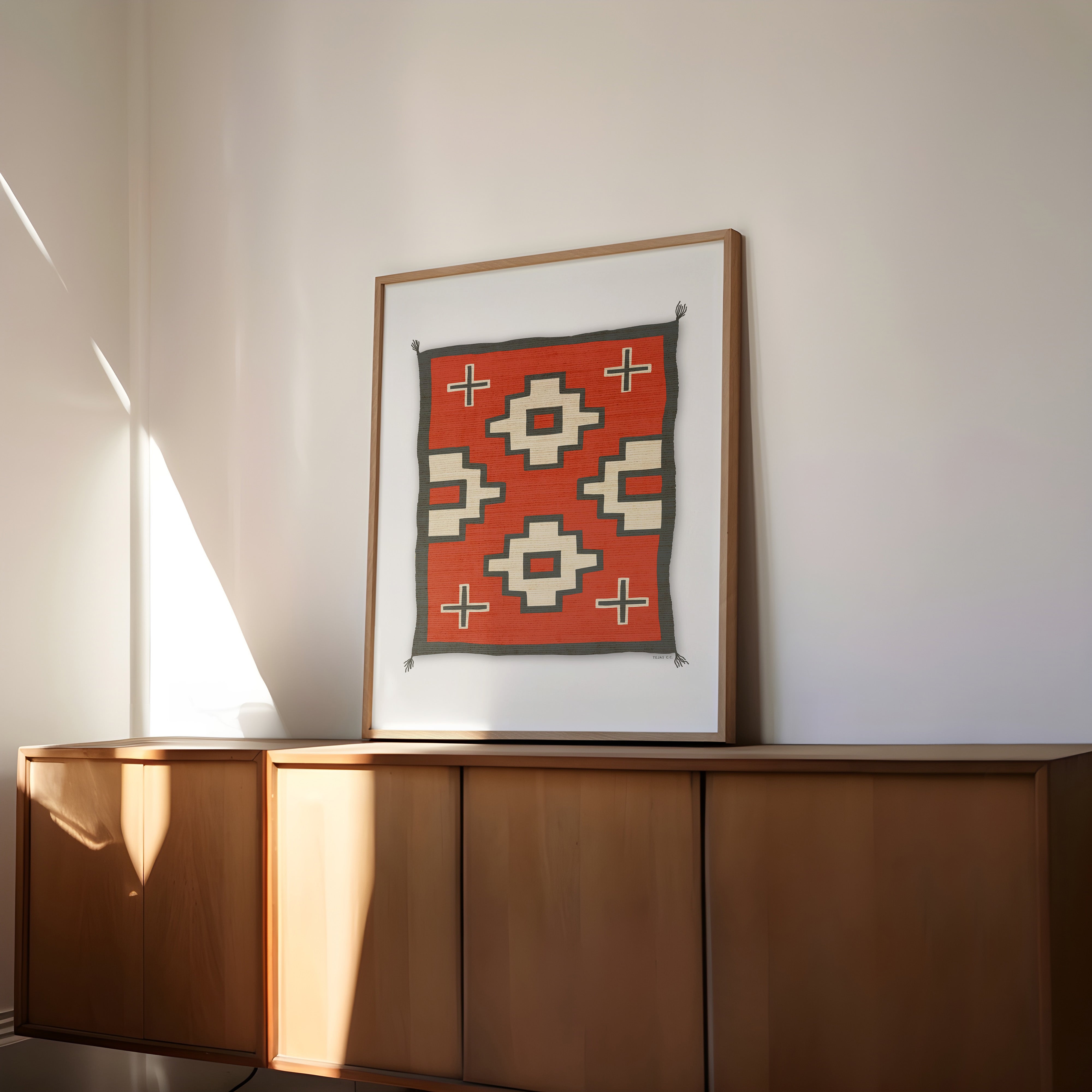 Southwestern Native Style Crosses Rug Art Print - Tejas Country Club