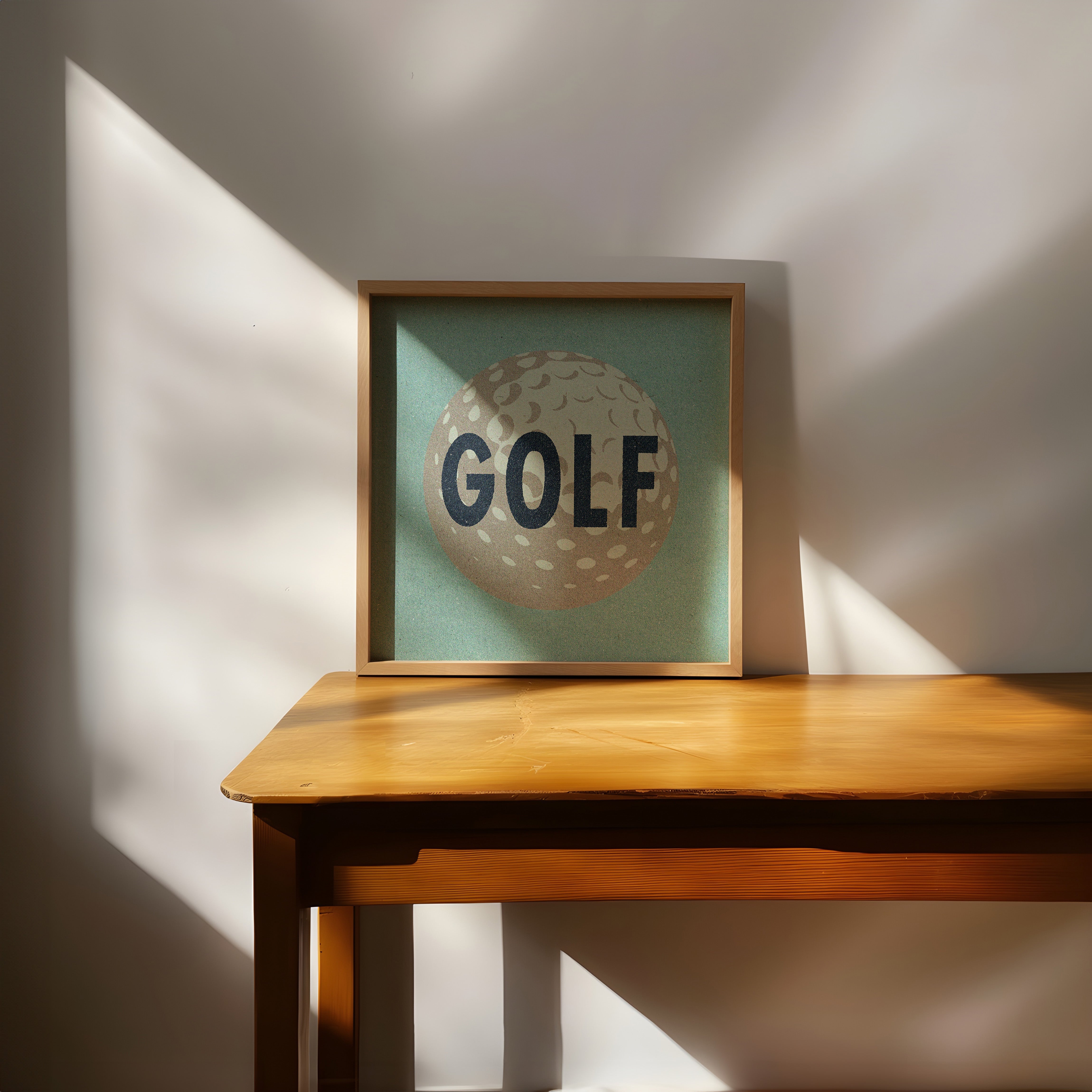 Retro Golf Ball Art Print Dusty Blue - Tejas Country Club