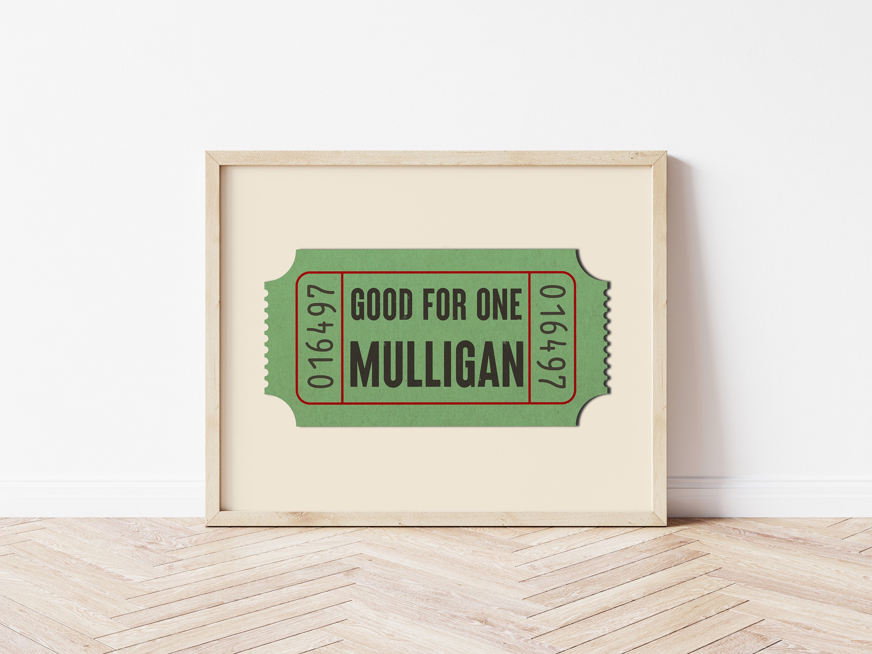 Good For One Mulligan Ticket Stub Art Print - Tejas Country Club