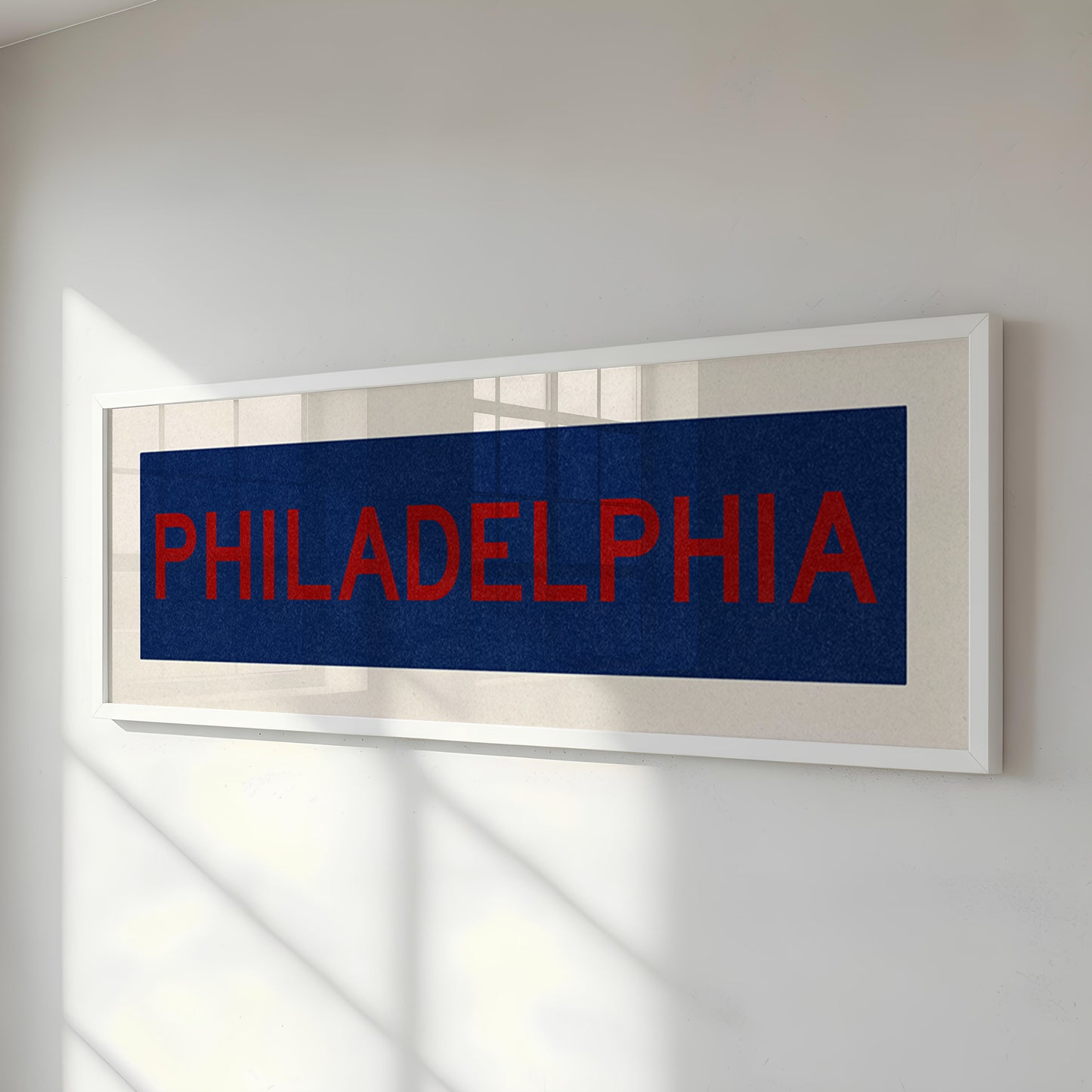 Framed Philadelphia Blue and Red Bus Scroll