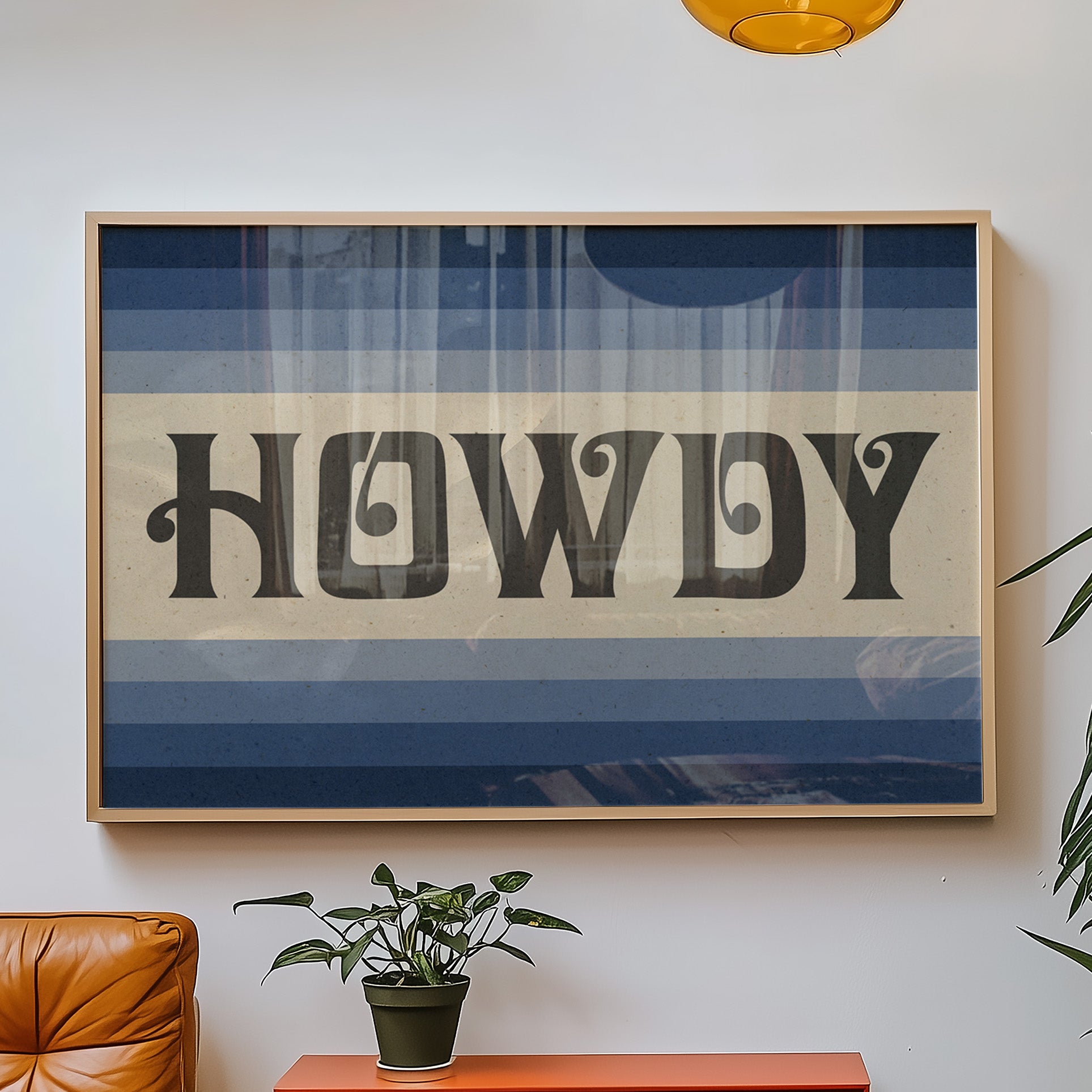 Howdy Art Print Poster Monochromatic Ombre Blue Print - Tejas Country Club