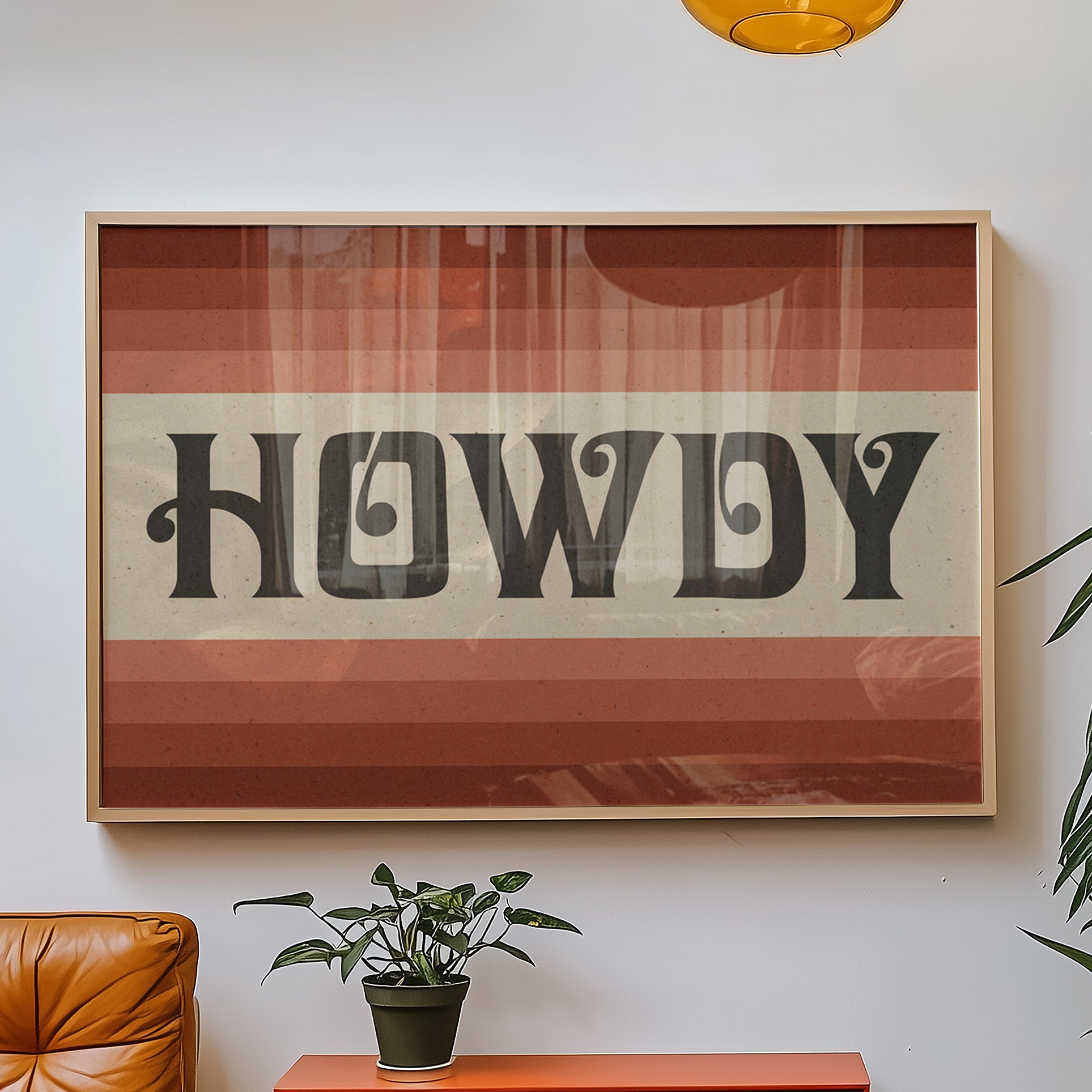 Howdy Art Print Poster Monochromatic Ombre Rust Print - Tejas Country Club