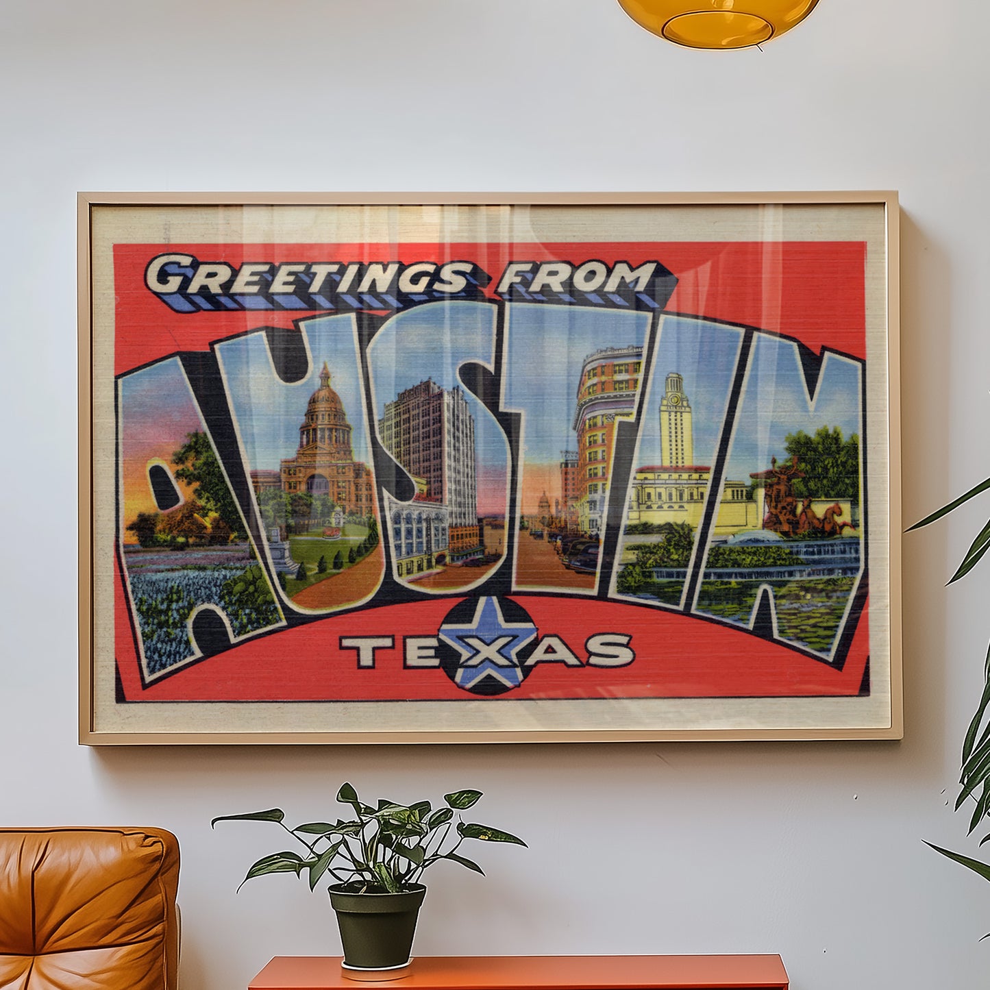 Austin Texas Vintage Postcard Print