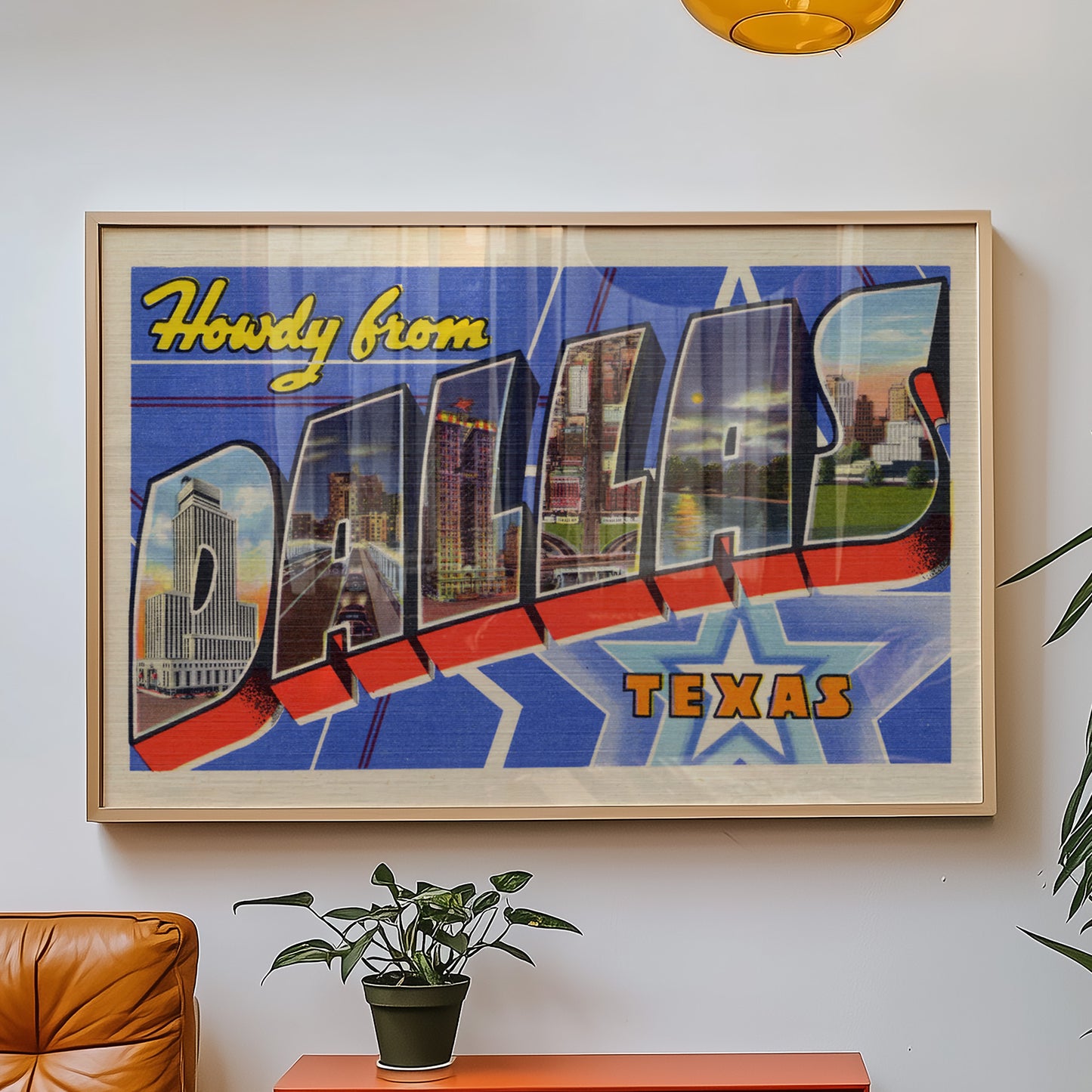 Howdy From Dallas Vintage Postcard Print