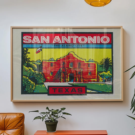 Vintage San Antonio Alamo Travel Decal Art Print