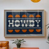 Blue and Orange Howdy Home Decor Art Print - Tejas Country Club