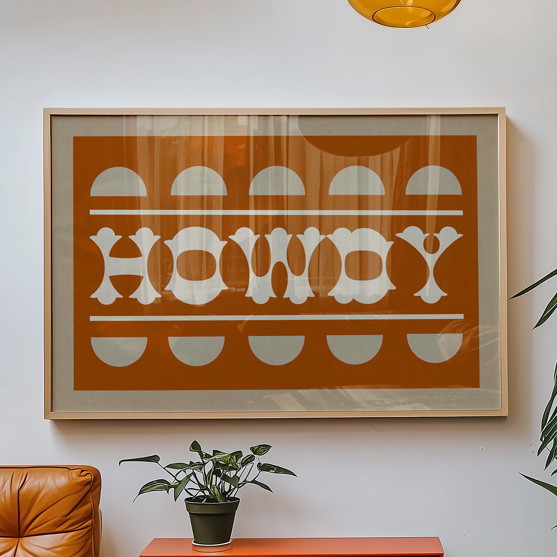 Orange and White Howdy Home Decor Art Print - Tejas Country Club
