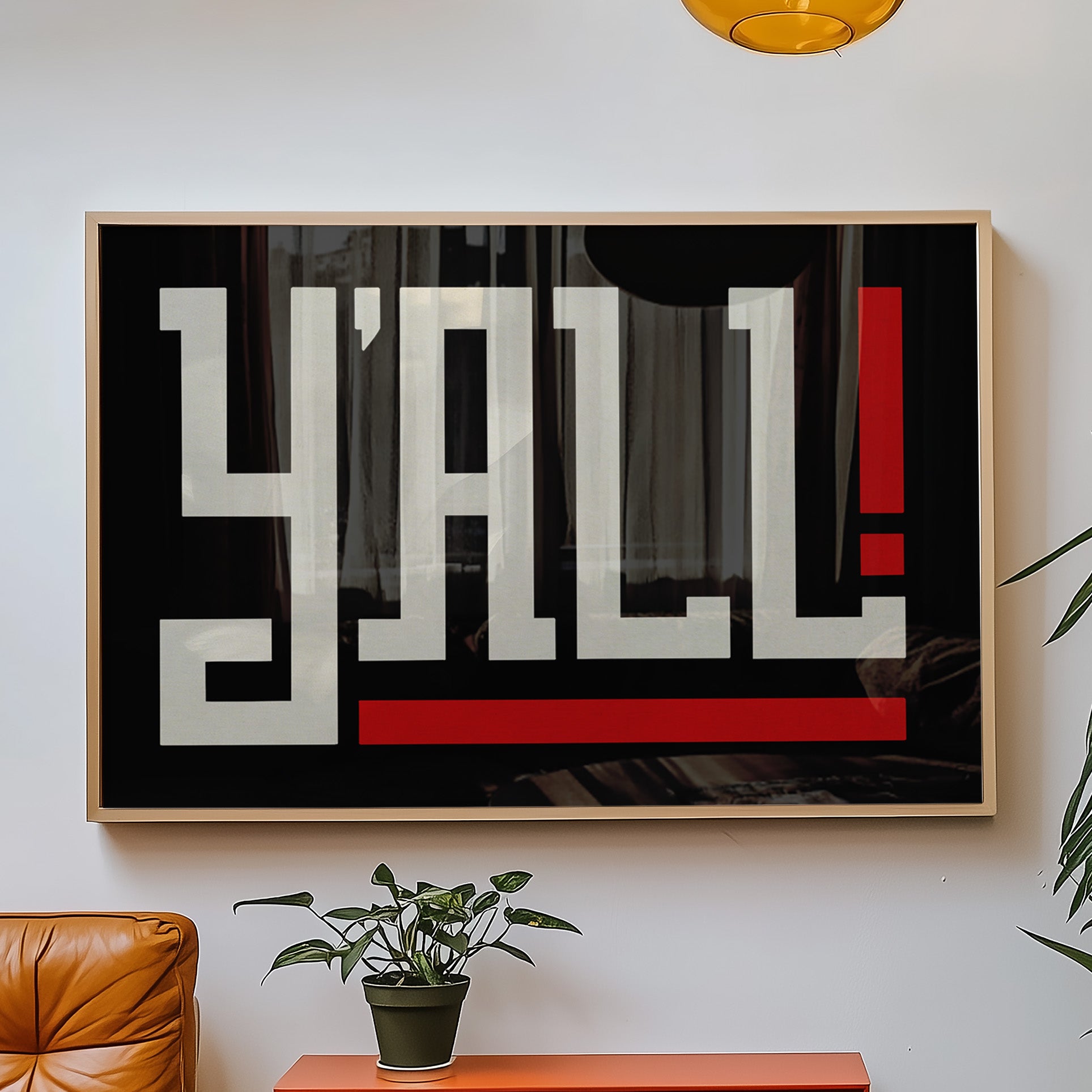 Y'all Typography Black and White Wall Art Print Poster Decor - Tejas Country Club