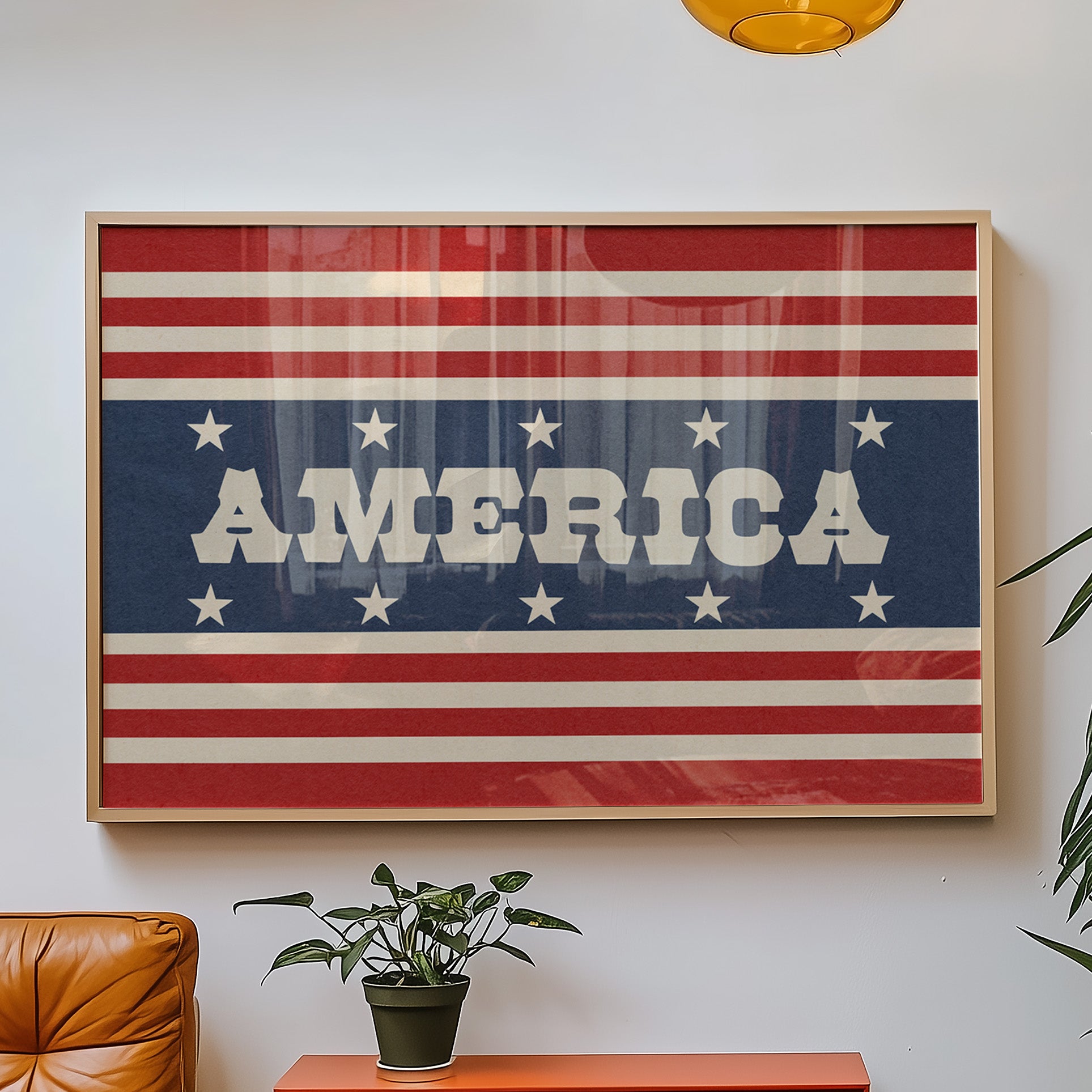 America Flag Style Home Decor Art Print - Tejas Country Club