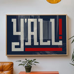 Y'all Typography Navy and White Wall Art Print Poster Decor - Tejas Country Club