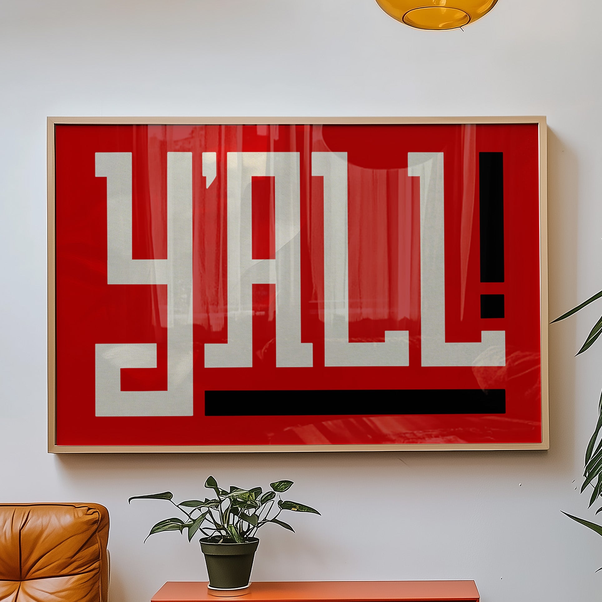 Y'all Typography Red and White Wall Art Print Poster Decor - Tejas Country Club