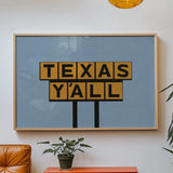 Texas Y'all Billboard Gold Art Print - Tejas Country Club