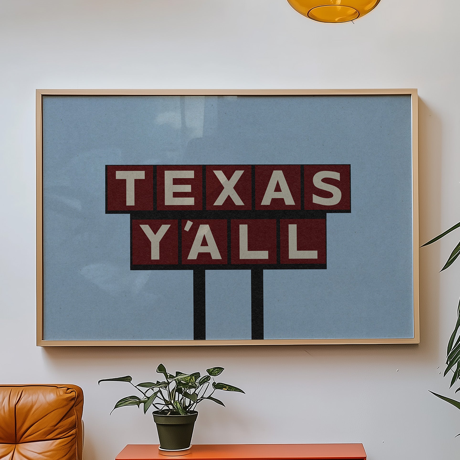 Texas Y'all Billboard Maroon Art Print - Tejas Country Club