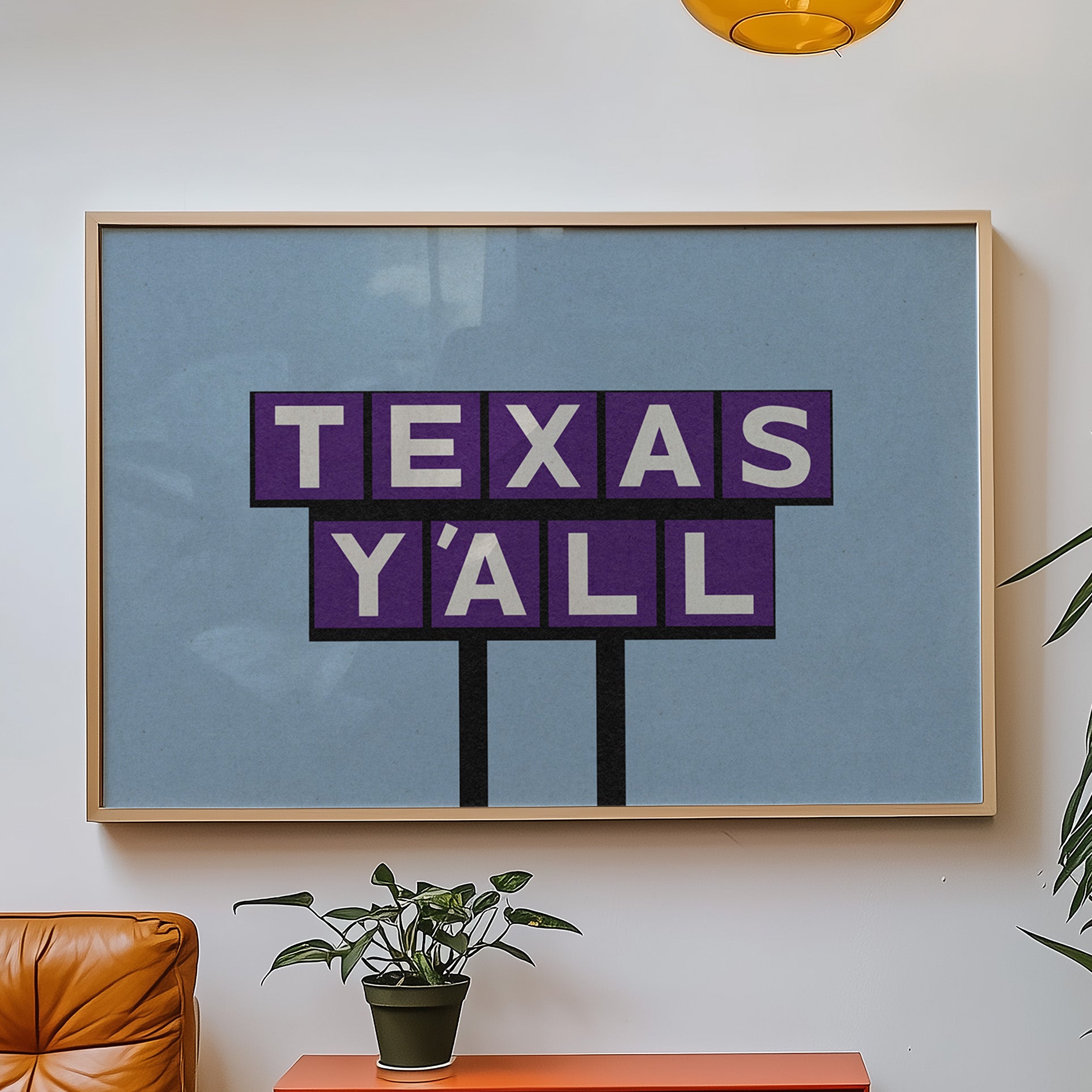 Texas Y'all Billboard Purple Art Print - Tejas Country Club