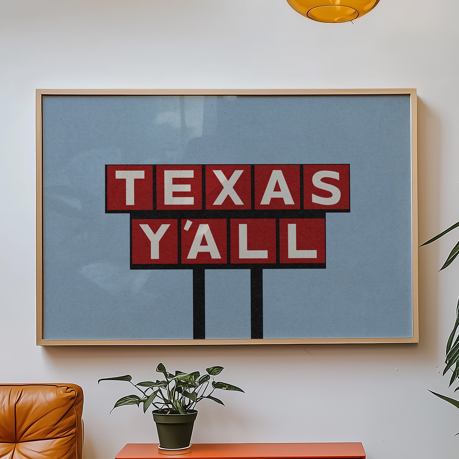 Texas Y'all Billboard Red & White Art Print - Tejas Country Club