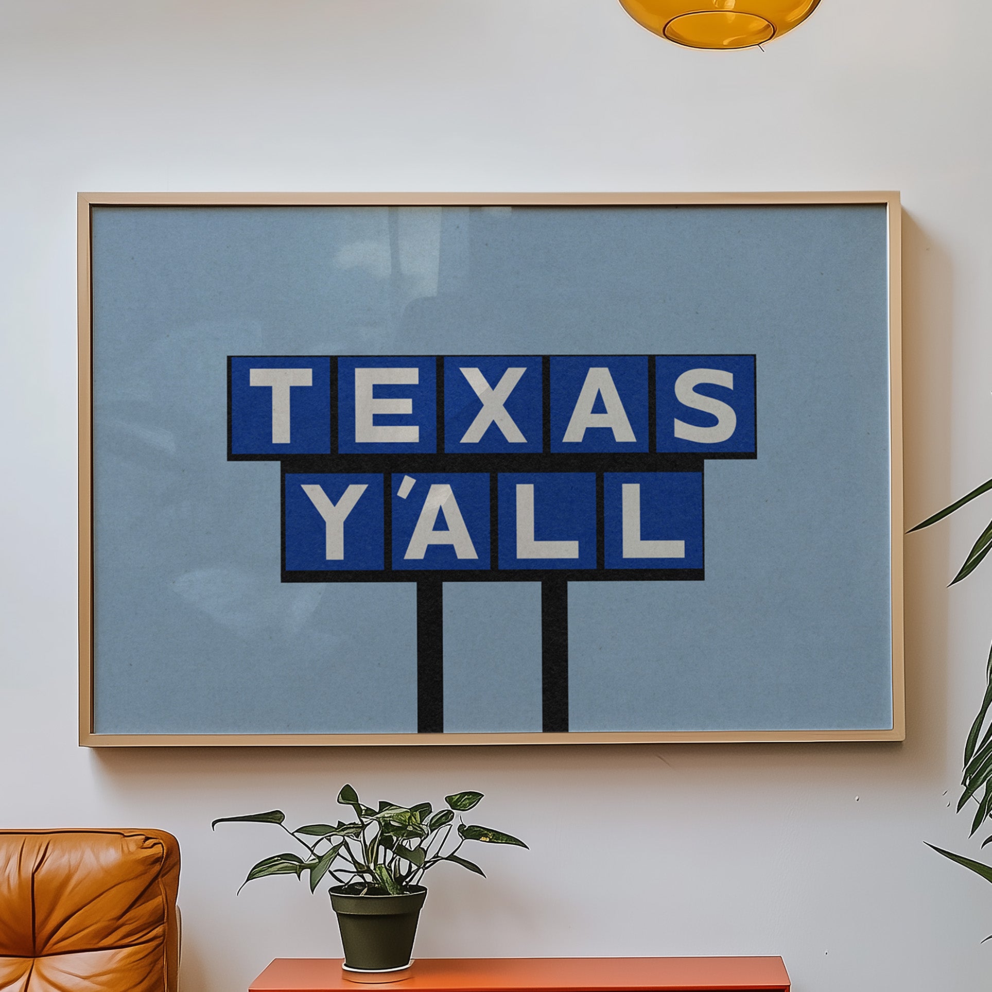 Texas Y'all Billboard Blue Art Print - Tejas Country Club