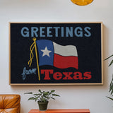 Greetings From Texas Flag Art Print (Navy) - Tejas Country Club
