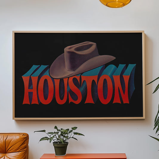 Houston Cowboy Hat Art Print