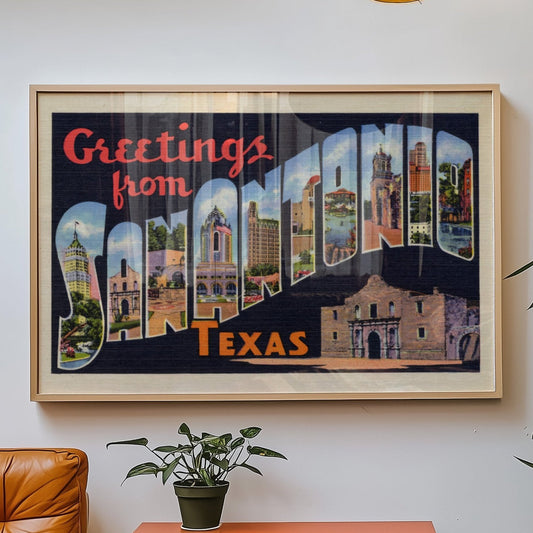 San Antonio Texas Vintage Postcard Print