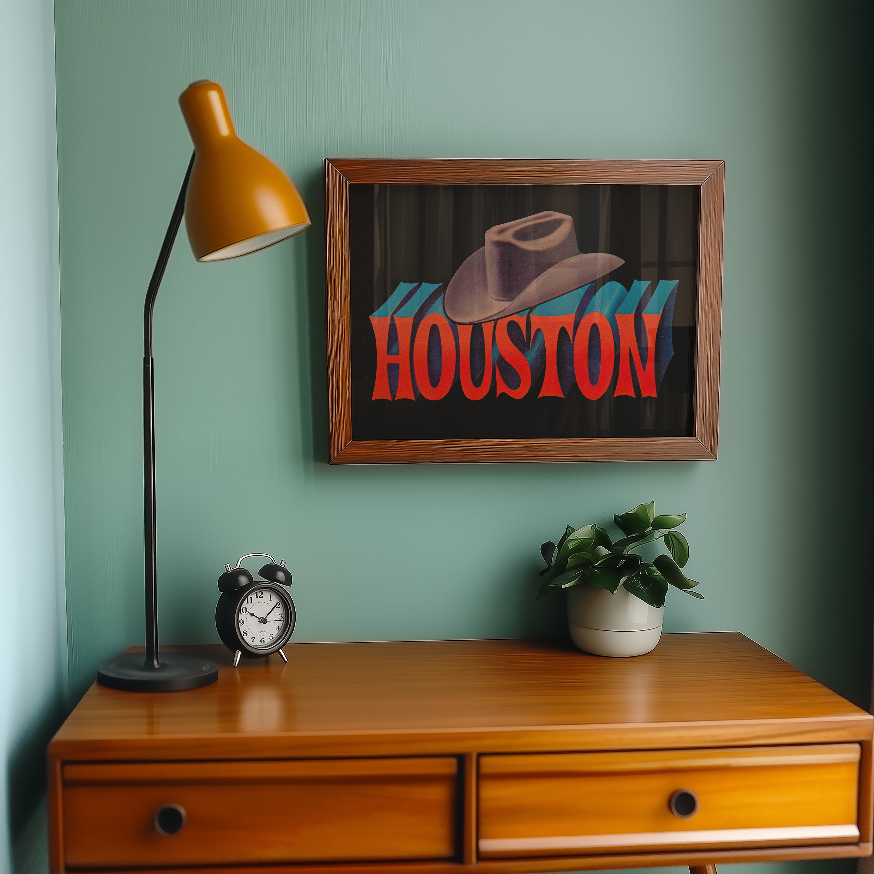 Houston Cowboy Hat Art Print - Tejas Country Club