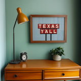 Texas Y'all Billboard Red & White Art Print - Tejas Country Club