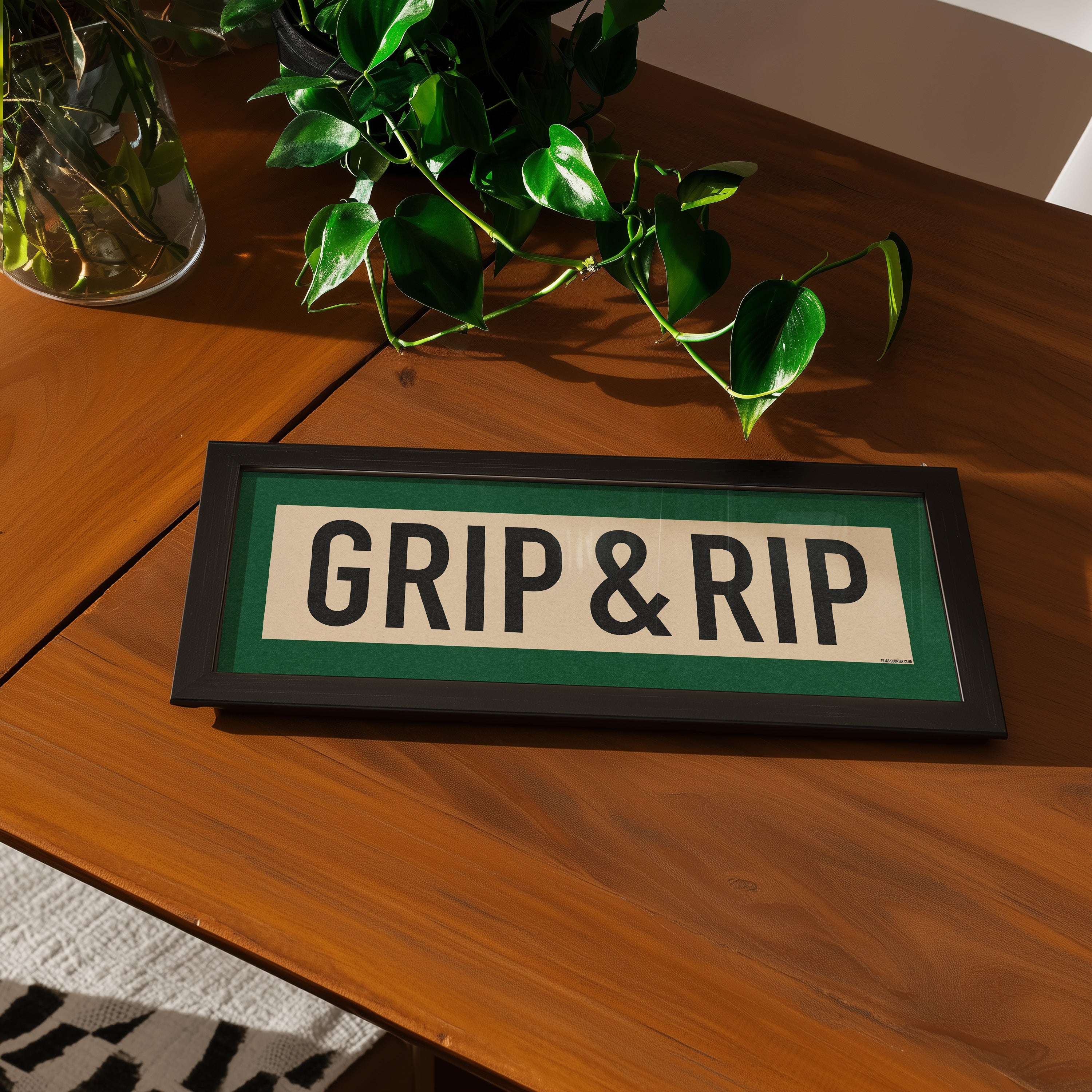Framed Grip and Rip Golf Art Scroll Sign - Tejas Country Club